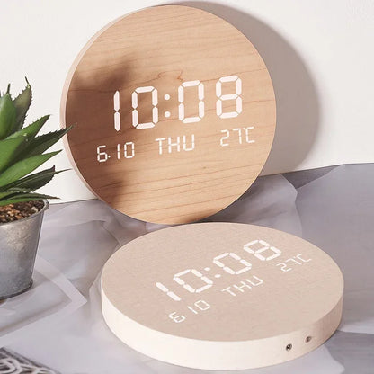 LED Digital Wall Clock - Multi-Function Silent Time  Temperature Display for Home  Bedroom