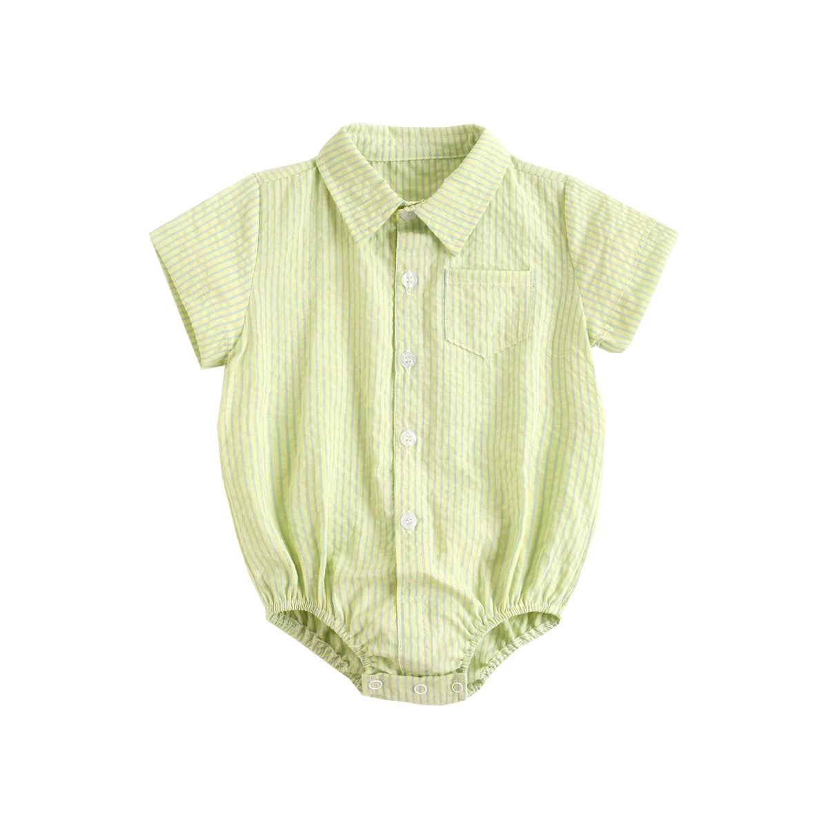 Baby Boys Bodysuit - Soft Cotton Fabric Summer Baby Bodysuit with Plaid Pattern