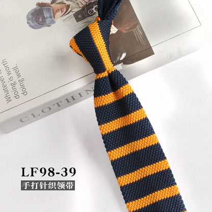 Narrow Striped Knitted Necktie for Men - Retro Korean Style Casual Cravat Accessory