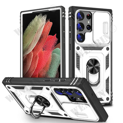 Case For Samsung S26 S25 S24 S23 Ultra Plus S25 FE A56 A36 Heavy Duty with Camera 360 Degree Rotate Kickstand Shockproof Cover