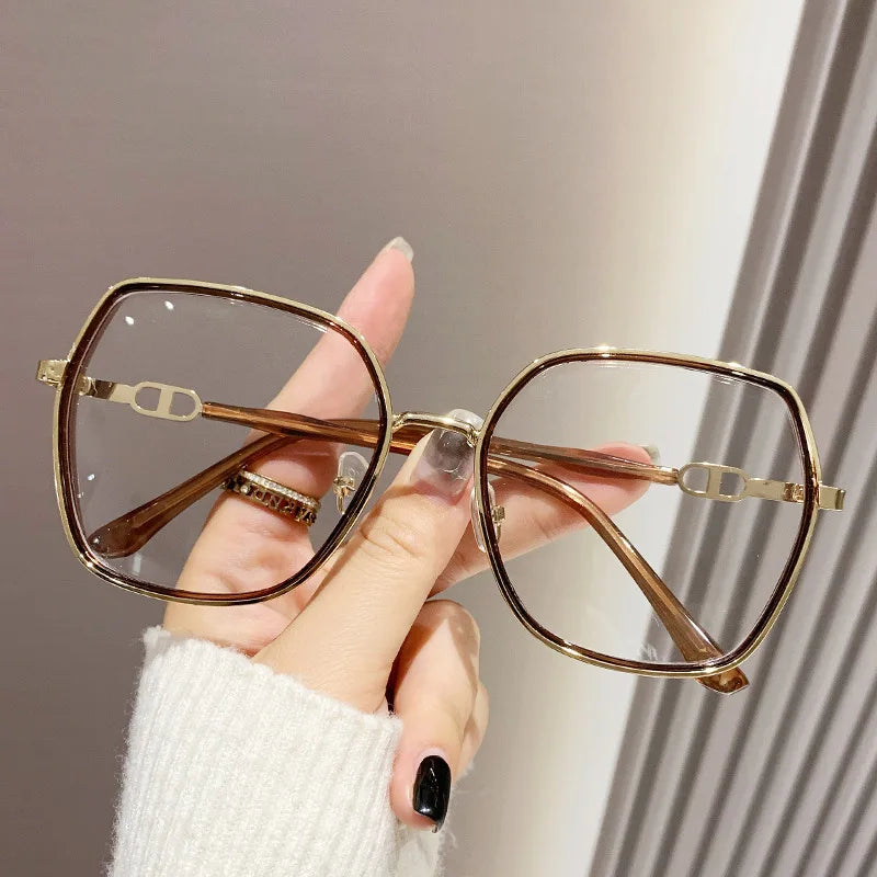 Anti Blue Light Glasses – Oversized Polygonal Frames with Transparent Acrylic Lenses