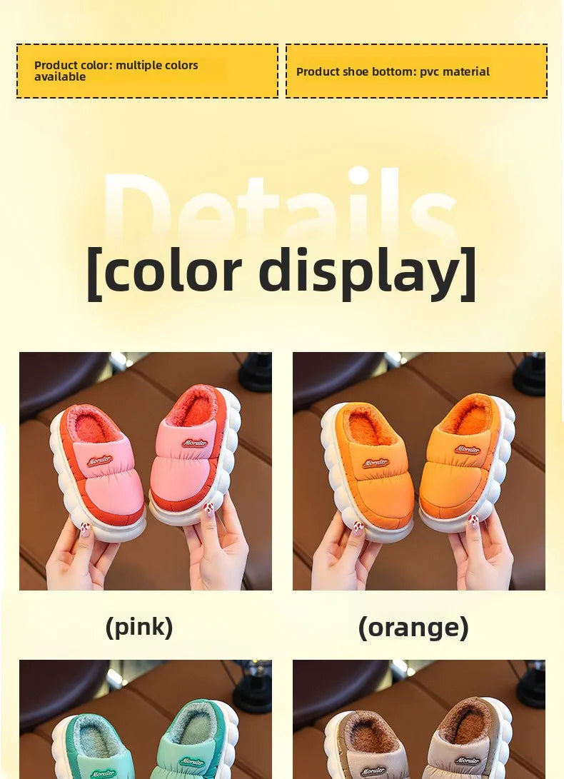 Children Winter Slippers - Waterproof Kids Cotton Slippers | Warm Woolen Home Shoes