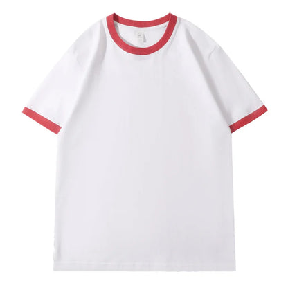 210G Heavy Cotton Men's T-shirt Edge-bumping O-Neck Short-sleeved Man T shirt Contrasting Color Splicing Men T-shirt Tops Tees