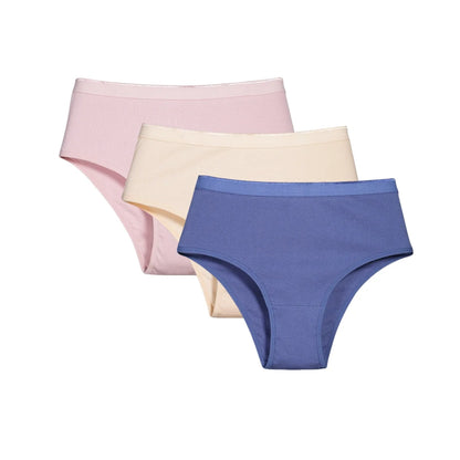 3Pcs/Set Women Cotton Panties High Waist Underwear Female Underpants Solid Color Soft Stretch Briefs Comfort Sexy Lingerie S-L