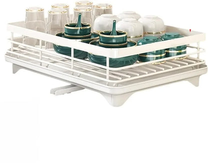Stainless Steel Dish Rack – Kitchen Drying Rack With Cutlery Holder & Drainboard Organizer