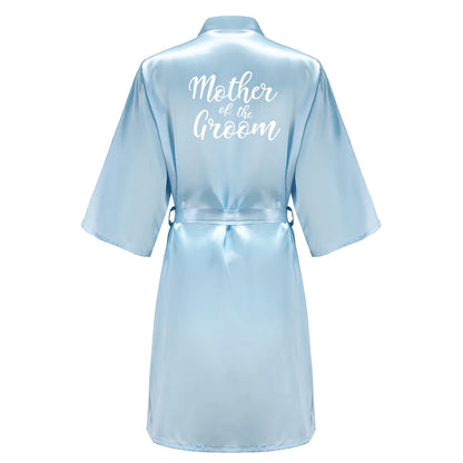 Blue Women Bathrobe White Letter Bride Bridesmaid Mother Maid of Honor Get Ready Bridal Party Robes Gifts Dressing Gown