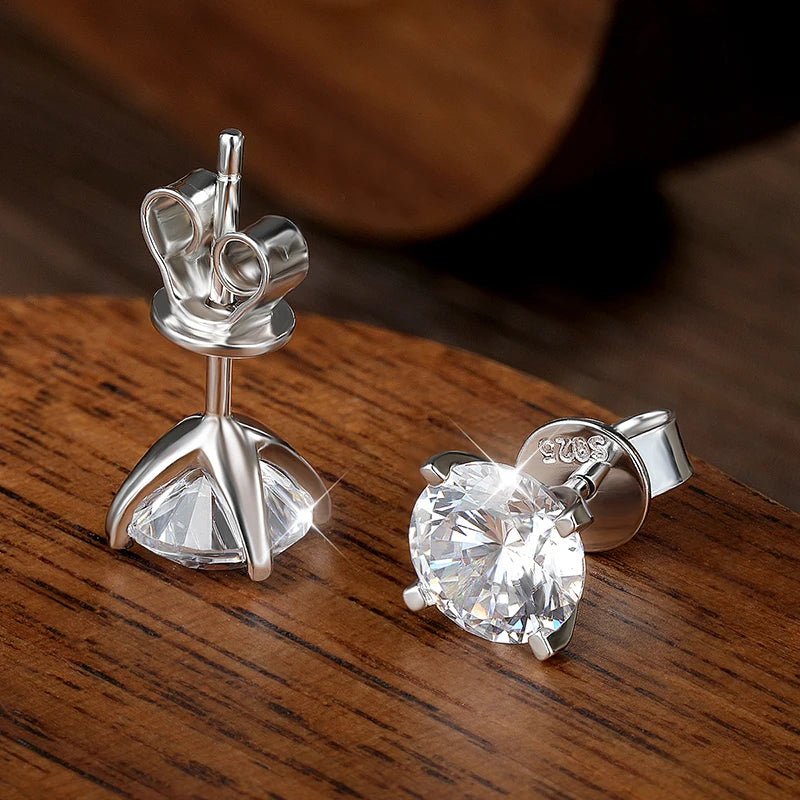 Moissanite Stud Earrings – GRA-Certified 4-Prong, 925 Sterling Silver