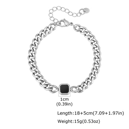 Vnox 5/7mm Width Adjustable Chain Bracelet for Men, Stainless Steel Acrylic Six-Sided Polished Jewelry Gift for Husband Son‌ Him