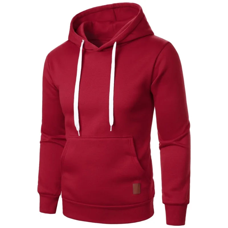 Mens Casual Hooded Collar Drawstring Hoodies Sweatshirts Long Sleeve Shirts Outdoor Streetwear Solid Color Lightweight Pullover