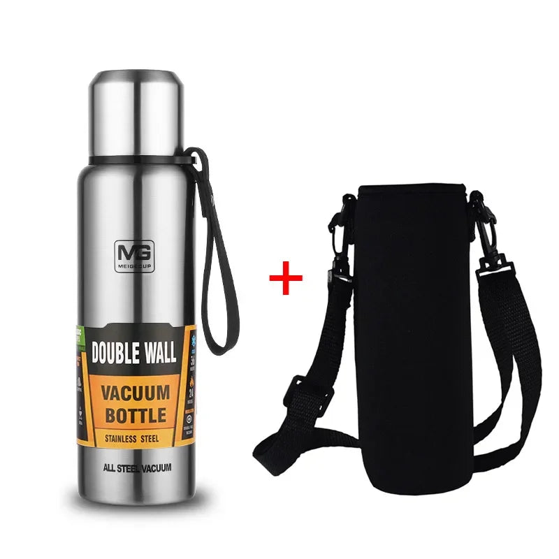 Portable Stainless Steel Thermos Large Capacity Vacuum Flask Insulated Tumbler with Rope Thermo Bottle 500/700/1000/1500ml