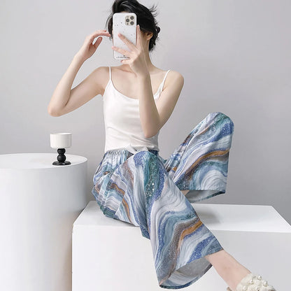 Women Cotton Casual Trousers Summer Loose Pajamas Home Pants Thin Wide Leg Pants Fashion Oversized Sleep Bottoms Korean Pants
