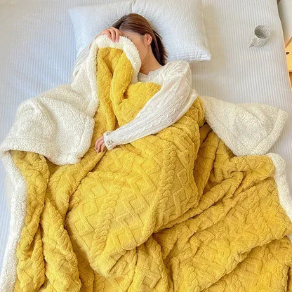 Soft Woolen Blanket - Warm Lamb Velvet Flannel Cover for Bedding Sofa and Office Use - ZOOMNSTORE
