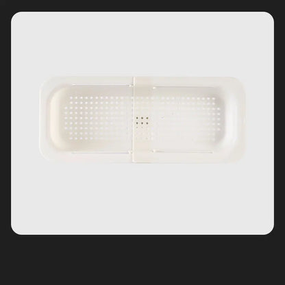 Sink Drain Rack – Adjustable Retractable Kitchen Shelf with Plastic Drain Basket