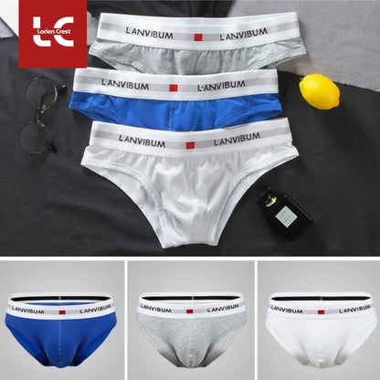 3pcs Men's Pure Cotton Low Waist Elastic Sexy Loose Breathable Youth Pant Headband Underwear Summer Cotton Briefs