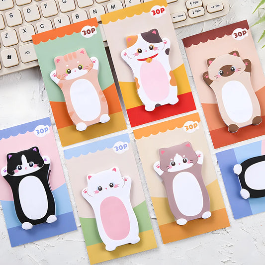 Aesthetic Cat Sticky Notes - Cute Kawaii Memo Pad for Daily Planning