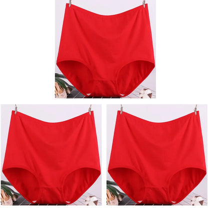 3pcs Cotton Women Panties Lady Plus Size Underwear Large Size High Waist Briefs Breathable Solid Color Female Lingerie