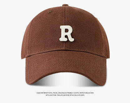 2025 Large Head Circumference Baseball Cap Men's /Women's Dome Hat Soft Top Cap 60/65cm Sun Protection  Letter R Hat Adult Caps