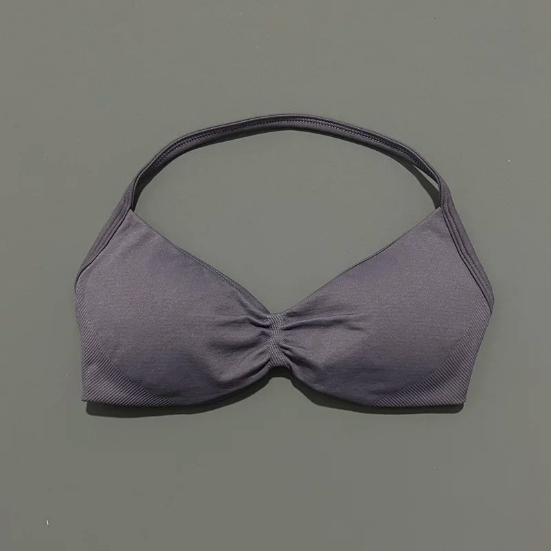 Impact Sports Bra - High Support Strappy Halter Bra With Removable Pads