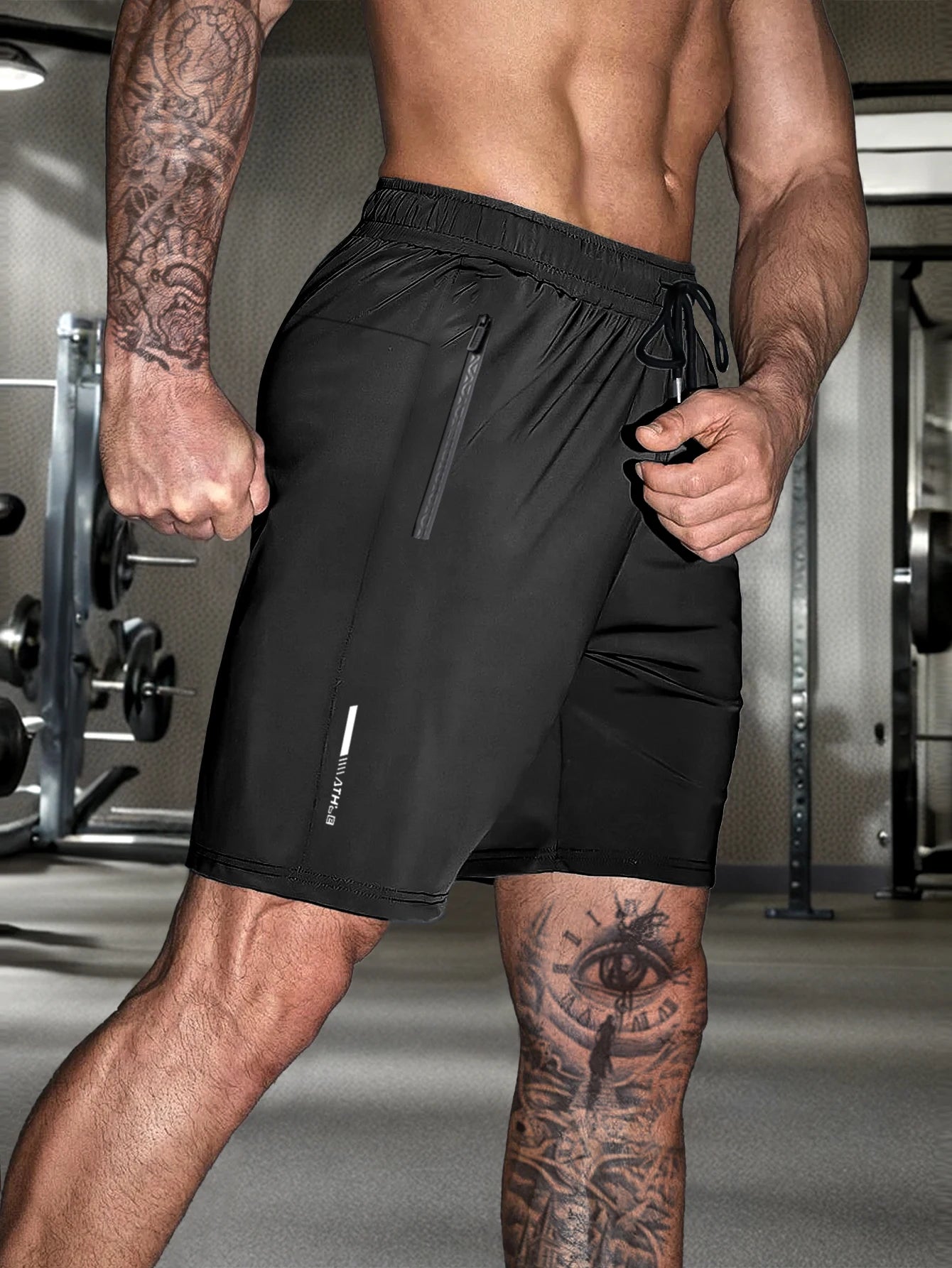 Men's Casual Shorts - Elastic Waist Zipper Pocket Quick Dry Running Shorts for Men