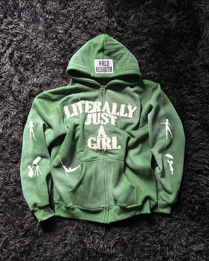 Y2K Hip Hop Hoodie Men Women 3D Print Letter Streetwear Loose Zip Up Cardigan Casual Oversized Pullover Sweatshirt Vintage Trend