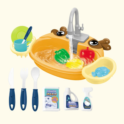 Dishwasher Kitchen Sink Toys, Toddler Kitchen Sink Toy Electric Playing Automatic Water Cycle System Toy Gifts for Kids ﻿