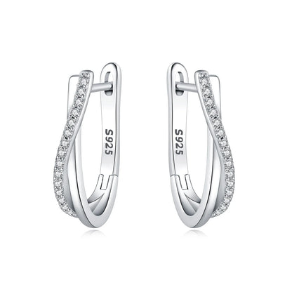 Orstarry S925 Sterling Silver Square Chain With Stone Inlaid Earrings Hoop Earrings For Women Jewelry Original Party Trendy Gift