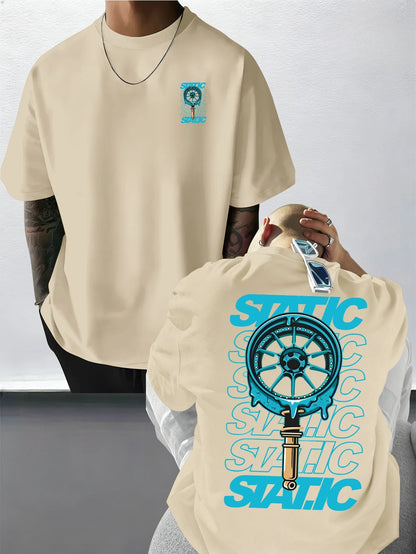 Men's Streetwear Static Wheel Rim Low Life T shirt Cotton Jogging  Tee Casual Trendy Oversized O-Neck Unisex Summer Spring shirt
