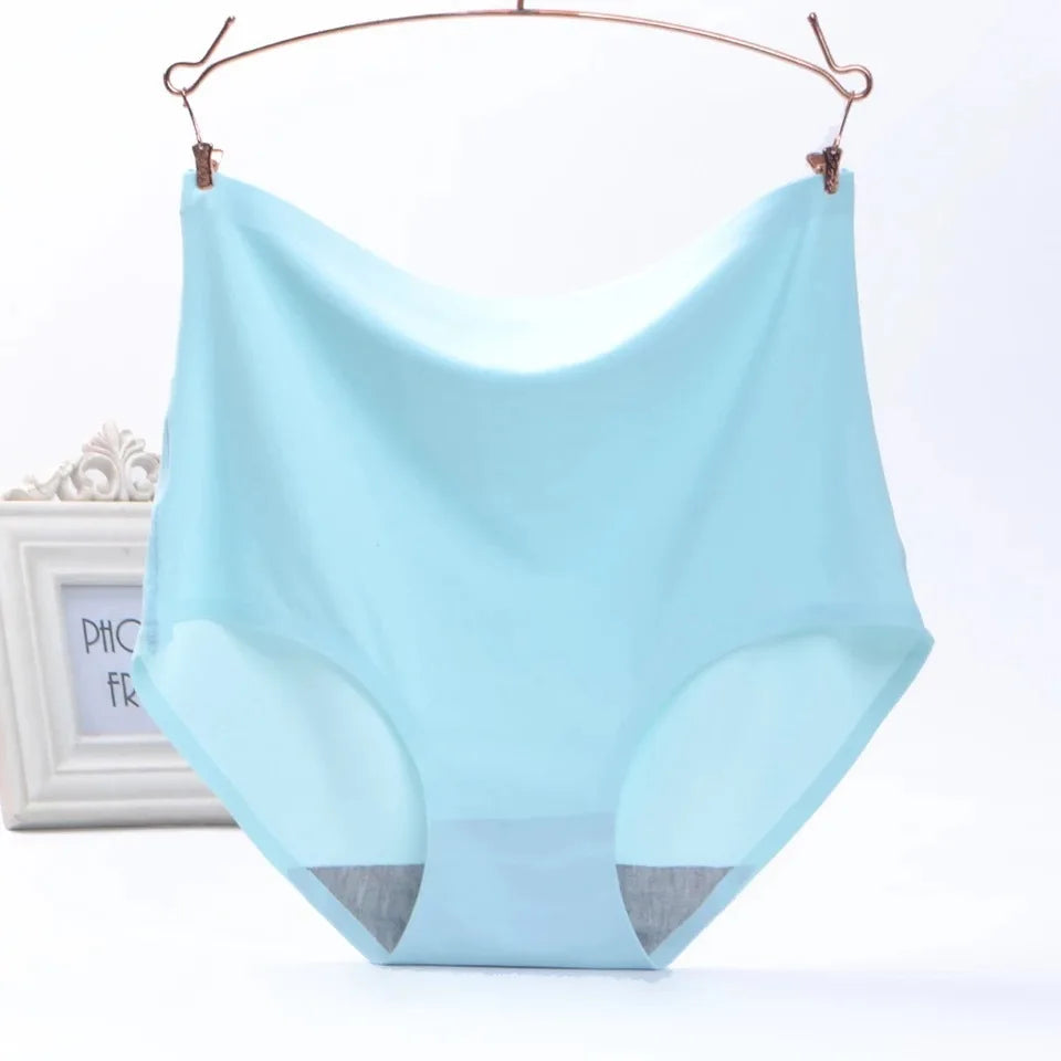Plus Size women seamless Panties ice silk smooth soft Sexy Underwear Women High Waist Ultrathin Breathable underpants 50-100kg