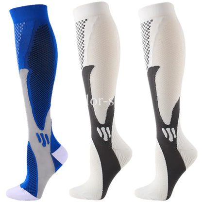 Compression Sports Socks - 3 Pairs Anti Slip Knee High Socks for Football & Basketball