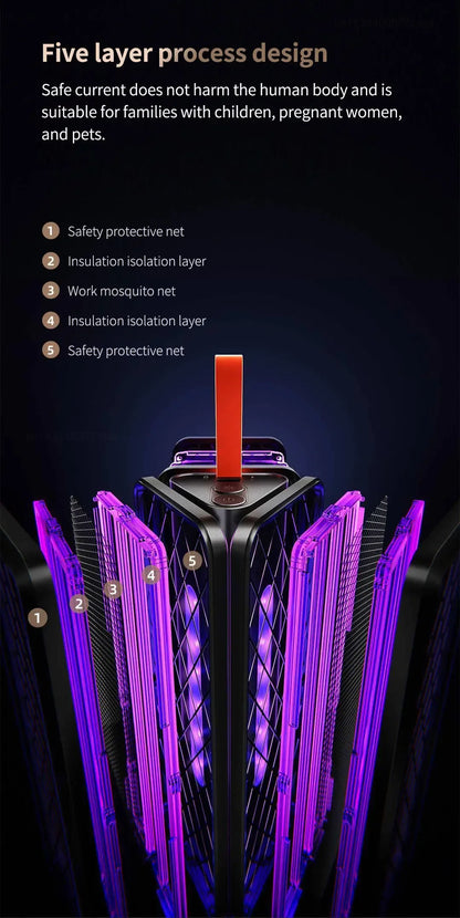 New Qualitell V3 Folding Electric Mosquito Killer Portable Charging Purple Light Home Outdoors Mosquito Repellent Lamp