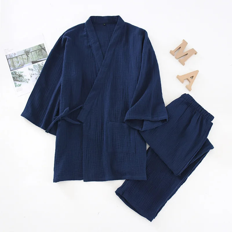 2025 Japanese Cotton Kimono Set - Unisex Pajamas  Home Service Suit