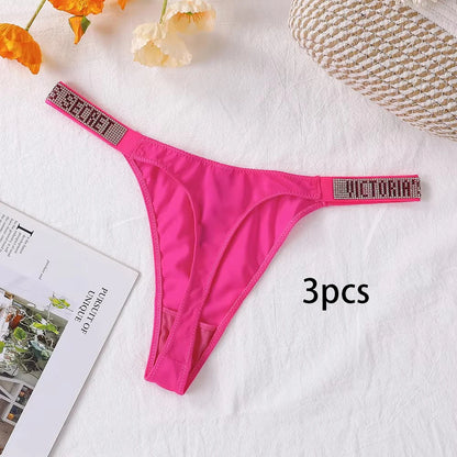 3PCS Victoria's Secret Lace Thongs Woman Comfortable Breathable Panty High Waist Women Underwear Sexy Lingerie Panties Seamless