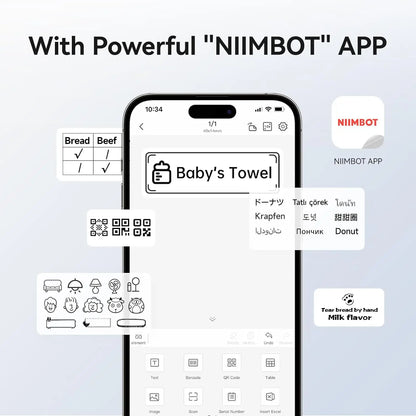 Niimbot B1 Mini Bluetooth Thermal Label Printer Portable Self-Adhesive Sticker Maker, Pocket Thermal Label Machine, Compatible With Mobile Phone & PC, Ideal For Home Office School Small Business Organization