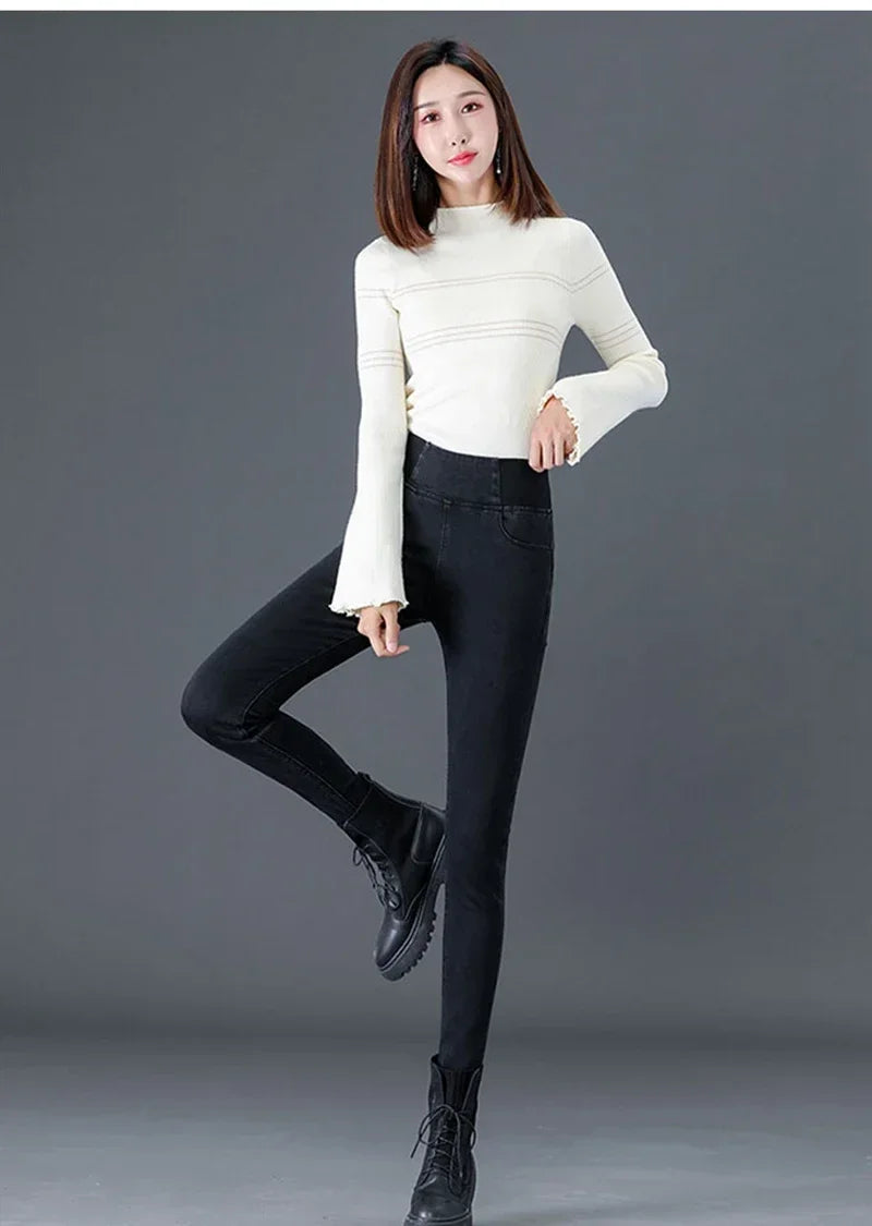 New Elastic Waist Skinny Jeans Women Spring Slim Stretch Denim Pants Vintage Pencil Vaqueros Mom Pantalones De Mujer PTKPCC
