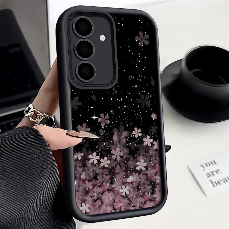 Cherry Blossom Silicone Case For Samsung Galaxy S25 Edge S26 S24 S23 Ultra S24 FE A57 A55 A37 A15 A16 A17 A35 A56 5G TPU Cover