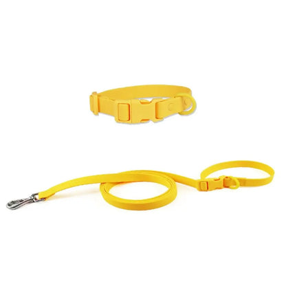 Adjustable Dog Collar Leash Set Waterproof Washable PVC Pet Collars Combo Dirt Resistant Quick Release Buckle Soft Dog Leashes
