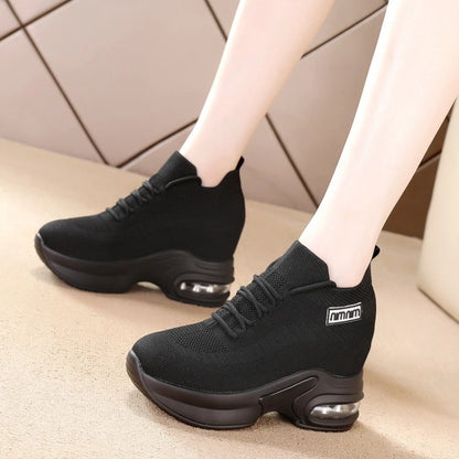 Super Thick Sole High Elevated Sneakers 2025 Summer New Breathable Mesh Women's Comfortable Shoes Casual Shoes for Women