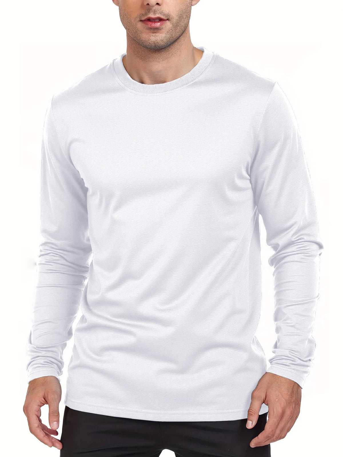Spring Autumn Men‘s T-shirts Long Sleeve Casual Tops Solid Color High Quality Black T-Shirt Classic Men Clothing