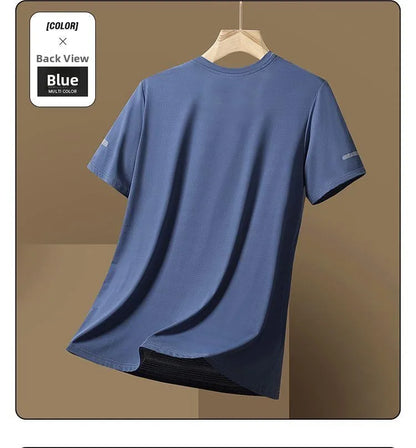 Men's Ice-Silk T-Shirt – Quick-Dry Breathable Round-Neck Tee (Plus Size)