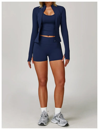 Women Yoga Sports Set - Running Fitness Outfit with Super Elastic, Breathable Gym Tracksuit
