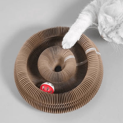 Foldable Corrugated Cat Scratching Board with Ball Track Toy Durable Scratch Pad Bed Free Surprise Gift USA Warehouse