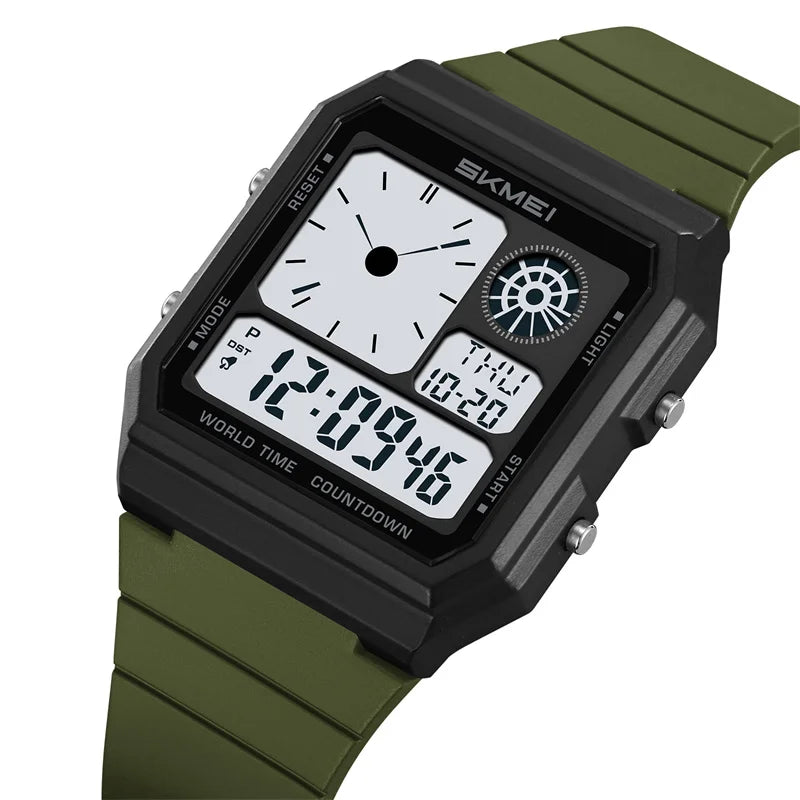 Military Sports Watch - Analog Digital Display Men’s Waterproof Swimming Wristwatch