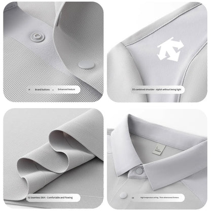 men's new summer brand short sleeves seamless polo shirt lapel printing high quality patchwork t-shirt leisure sports men's wear