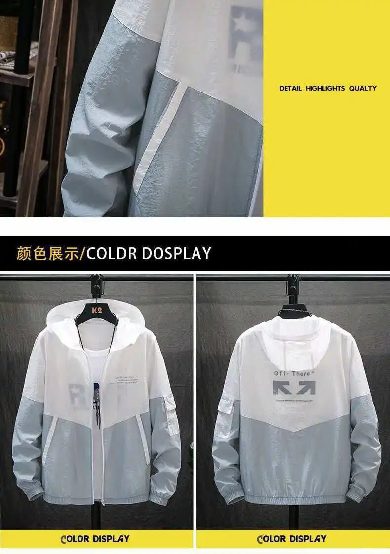 Korean Style Sun Protection Hoodie Jacket for Men Thin Breathable UV Shield Outdoor Windbreaker Fishing Hiking Sun Jacket Unisex