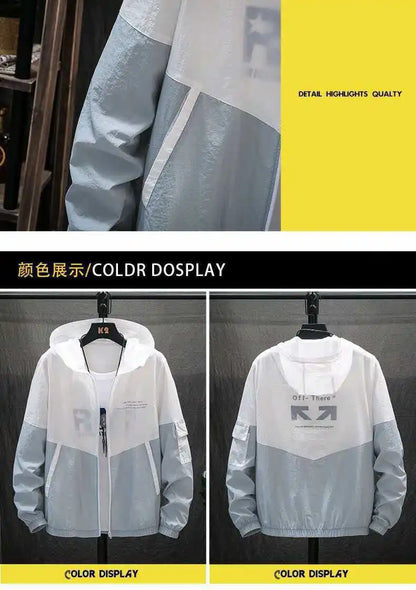 Korean Style Sun Protection Hoodie Jacket for Men Thin Breathable UV Shield Outdoor Windbreaker Fishing Hiking Sun Jacket Unisex