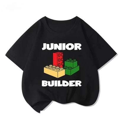 Lego educational cartoon print summer boys and girls 100% cotton short sleeved T-shirt