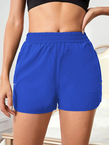 Women's Sports Shorts – Elastic Waist with Phone Pocket & Reflective Strips