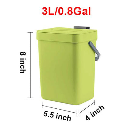Small Plastic Trash Can - Hanging Under Sink Bin with Lid | Eco Friendly Kitchen Waste Bin