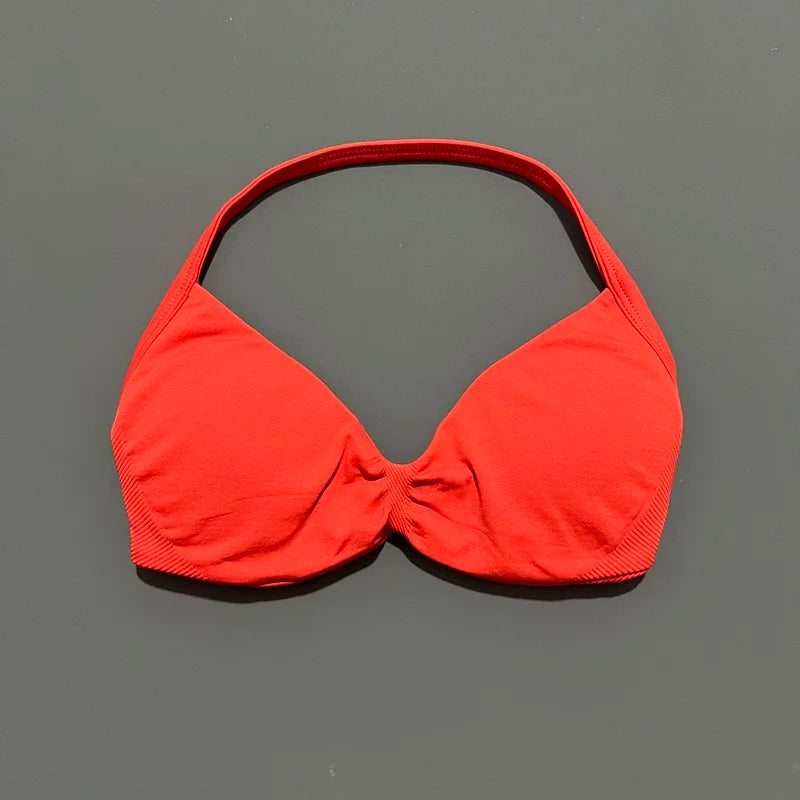 Impact Sports Bra - Seamless Yoga Halter Top for Women | High Support Fitness Workout Bra