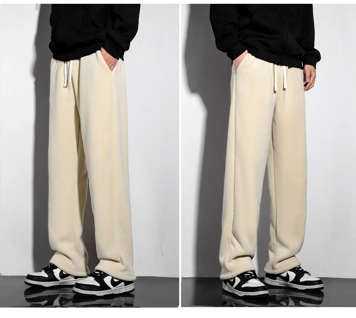 YJKVUR Unisex 2026 Winter New Oversize Pants Men Women Warm Fleece Liner Drawstring Trousers Casual Comfortable Gym Sweatpants